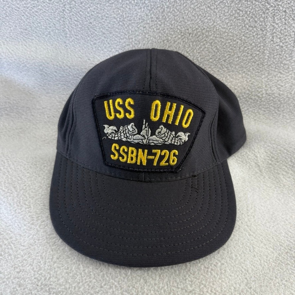Vintage USS Ohio Hat Adult OSFA Blue SSBN-726 Northstar Submarine USA Made 90's